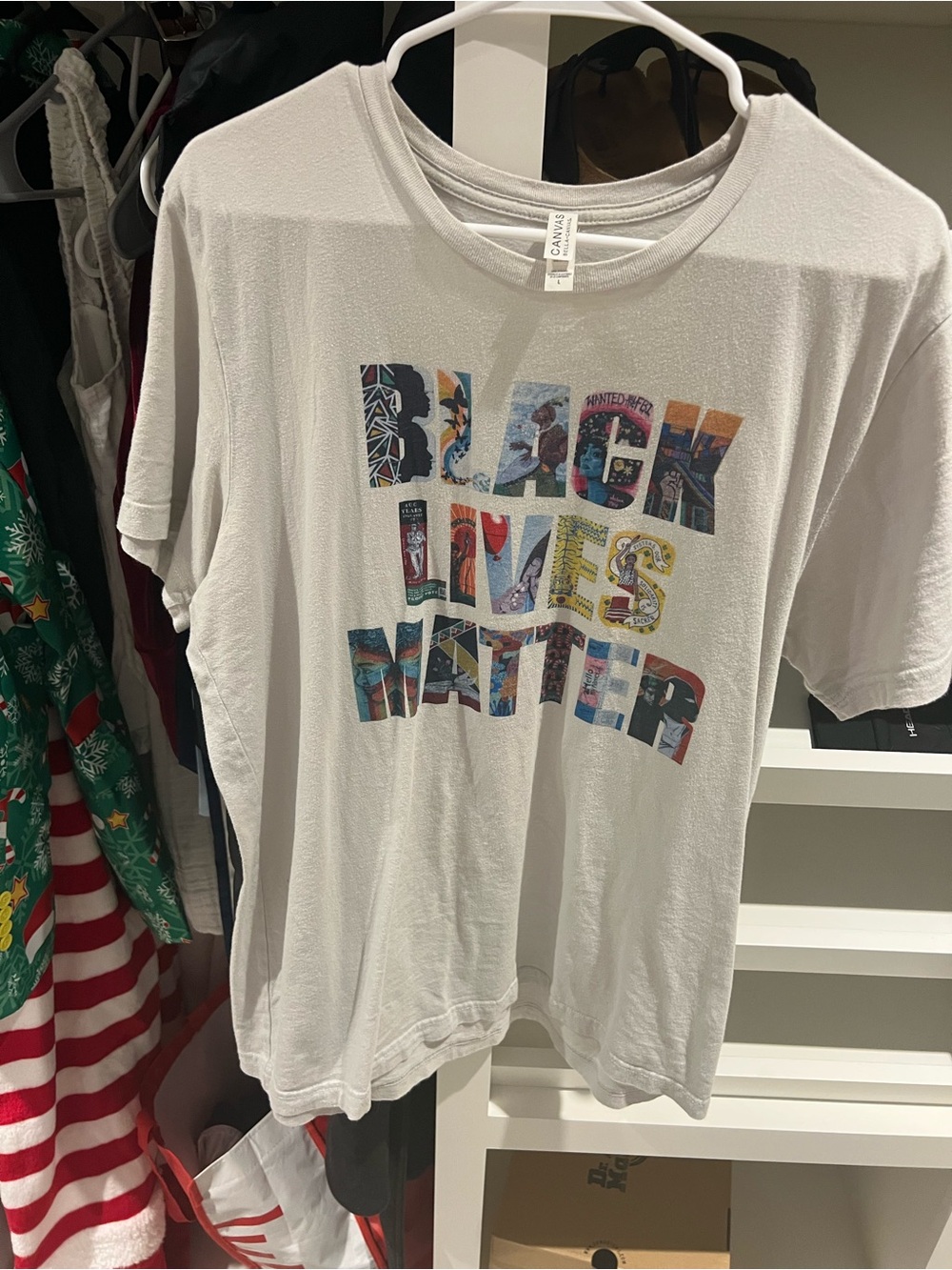 Bella Canvas White Short-Sleeve Graphic Tee with Multicolor Lettering